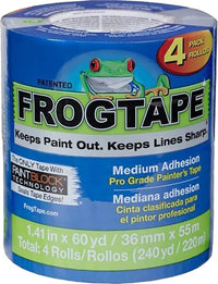 Shurtape 105569 36mm x 55m (1.41" x 60yd) Blue FrogTape Pro Grade Painter's Tape 4pk
